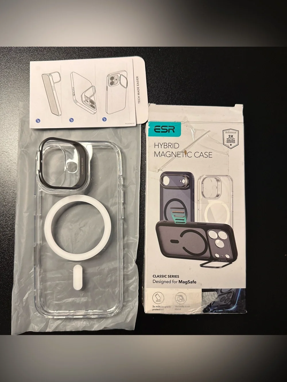 ESR Hybrid Magnetic Case For iPhone 17 Pro Clear Camera Control Stash Stand NIOB